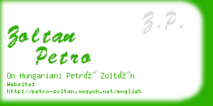 zoltan petro business card